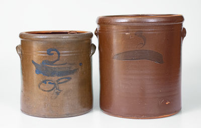 Lot of Two: Stoneware Crocks attrib. Colvin Pottery, Jane Lew, WV