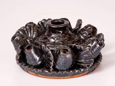 Unusual Rustic American Redware Inkwell