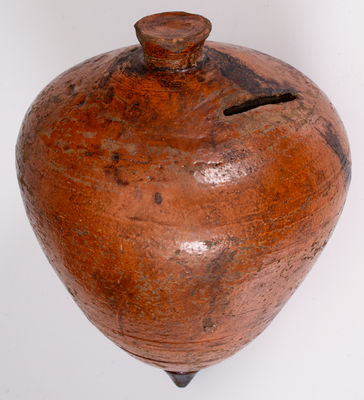 Large-Sized American Redware Bank in the Form of a Top