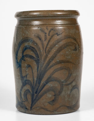 Unusual West Virginia Stoneware Jar w/ Elaborate Cobalt Decoration