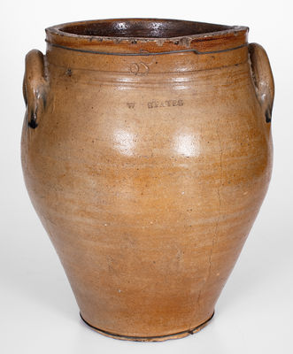 Scarce 3 Gal. W. STATES, Stonington, CT Stoneware Jar, c1811-1823