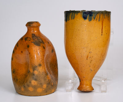 Lot of Two: North Carolina Pinched Bottle and Wall Pocket, early 20th century