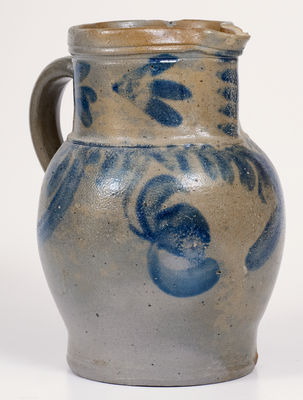1/2 Gal. Chester County, PA Stoneware Pitcher with Floral Decoration