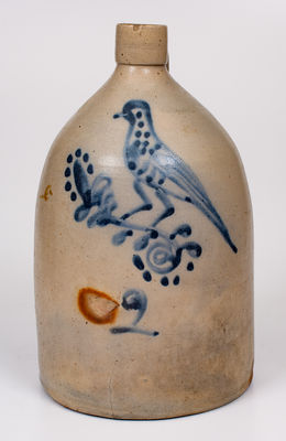 2 Gal. Northeastern U.S. Stoneware Jug with Bird Decoration