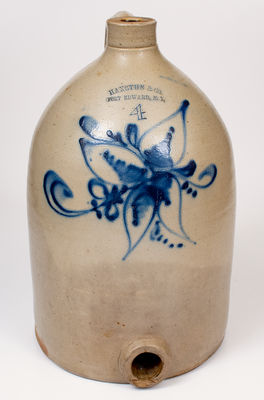 4 Gal. HAXSTUN & CO. / FORT EDWARD, NY Stoneware Cooler w/ Floral Decoration