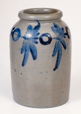 1/2 Gal. attrib. Henry H. Remmey, Philadelphia Stoneware Jar w/ Floral Decoration