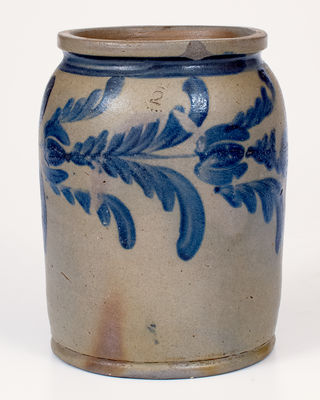 1/2 Gal. Baltimore Stoneware Jar w/ Floral Decoration, circa 1830