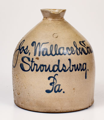 Stroudsburg, PA Script Stoneware Advertising Syrup Jug attrib. Fulper