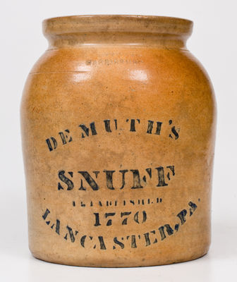 F.H. COWDEN / HARRISBURG Stoneware Jar for Demuth's Snuff