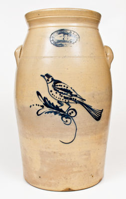 Rare Eight-Gallon HART BROS. & LAZIER / BELLEVILLE / ONT. Stoneware Bird Churn