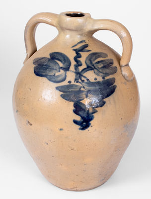 Double-Handled Ohio Stoneware Jug with Floral Decoration
