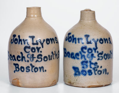 Lot of Two: Half-Gallon Stoneware Jugs with Bold BOSTON Advertising