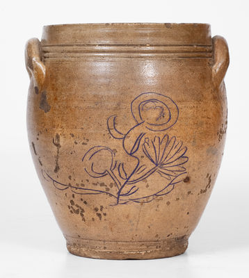 Unusual Northeastern Stoneware Jar w/ Elaborate Manhattan-Inspired Incised Decoration