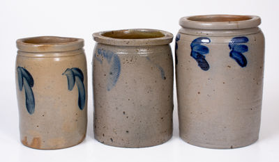 Lot of Three: American Stoneware Jars with Cobalt Decoration