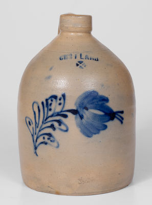 One-Gallon CORTLAND, New York Stoneware Jug w/ Cobalt Floral Decoration