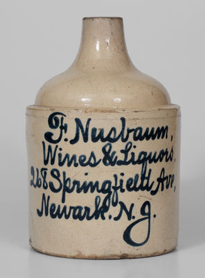 Fulper Bros. Stoneware Script Jug w/ Elaborate Newark, NJ Advertising