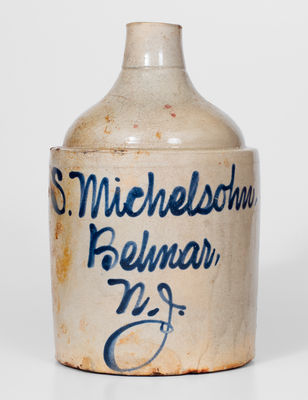 Fulper Bros. Stoneware Script Jug with Belmar, NJ Advertising