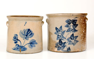 Lot of Two: Northeastern Stoneware Crocks w/ Floral Decoration