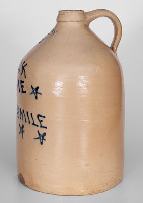 Very Rare Brown Bros. / Long Island Stoneware Jug: "Ask Me To Smile"