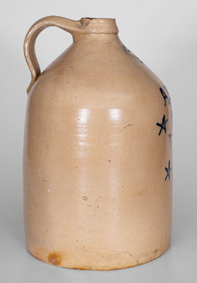 Very Rare Brown Bros. / Long Island Stoneware Jug: "Ask Me To Smile"