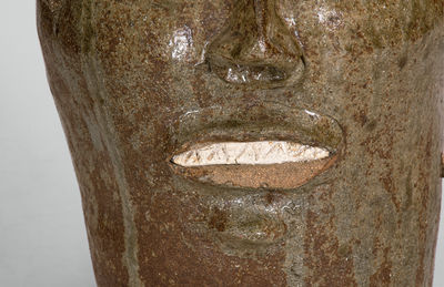 Exceedingly Rare and Important Alkaline-Glazed Stoneware Face Jug, Edgefield District, SC, c1850-1880
