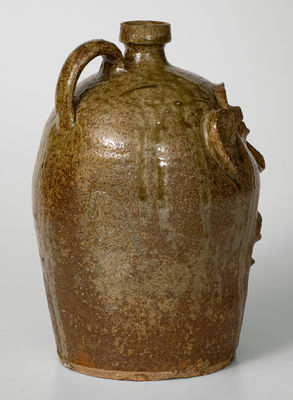 Exceedingly Rare and Important Alkaline-Glazed Stoneware Face Jug, Edgefield District, SC, c1850-1880