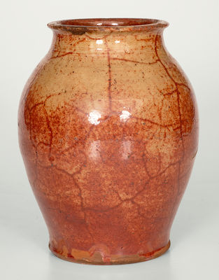 Western New York Redware Jar, possibly Alvin Wilcox, West Bloomfield