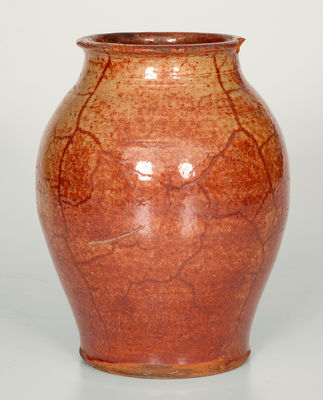 Western New York Redware Jar, possibly Alvin Wilcox, West Bloomfield