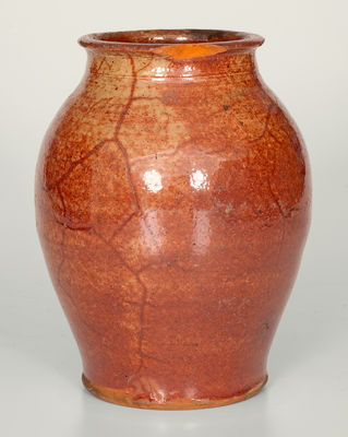 Western New York Redware Jar, possibly Alvin Wilcox, West Bloomfield