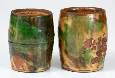 Two Multi-Glazed Shenandoah Valley Redware Mugs