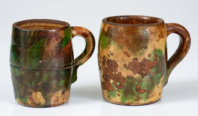 Two Multi-Glazed Shenandoah Valley Redware Mugs