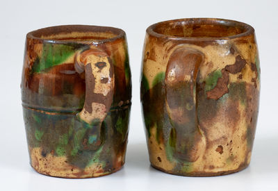 Two Multi-Glazed Shenandoah Valley Redware Mugs