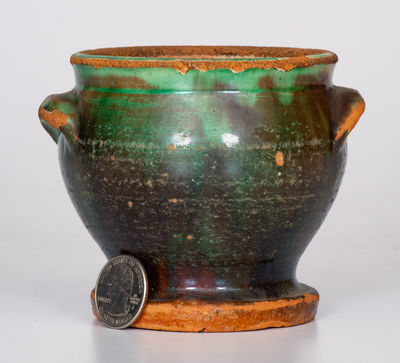 Scarce Multi-Glazed Redware Sugar Bowl, attrib. J. Eberly or S. Bell & Sons, Strasburg