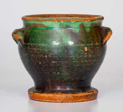 Scarce Multi-Glazed Redware Sugar Bowl, attrib. J. Eberly or S. Bell & Sons, Strasburg