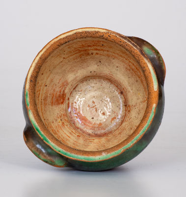 Scarce Multi-Glazed Redware Sugar Bowl, attrib. J. Eberly or S. Bell & Sons, Strasburg