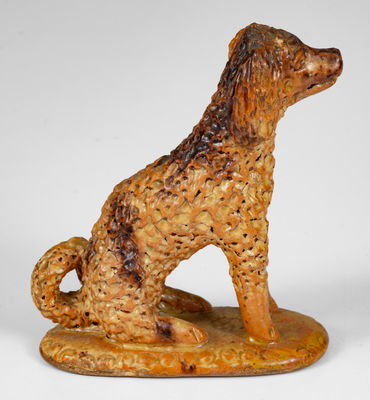 Extremely Rare Redware Dog Figure attrib. Solomon Bell, Strasburg, Virginia