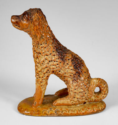 Extremely Rare Redware Dog Figure attrib. Solomon Bell, Strasburg, Virginia