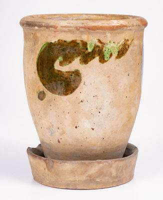 Copper-Decorated S. BELL & SON / STRASBURG, Virginia Redware Flowerpot