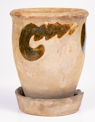 Copper-Decorated S. BELL & SON / STRASBURG, Virginia Redware Flowerpot