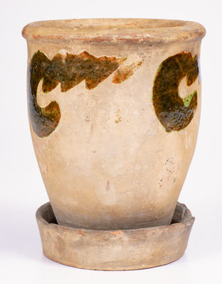 Copper-Decorated S. BELL & SON / STRASBURG, Virginia Redware Flowerpot