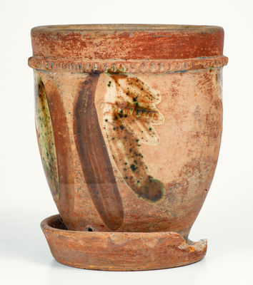 Copper-and-Manganese-Decorated SOLOMON BELL / STRASBURG / Va. Redware Flowerpot