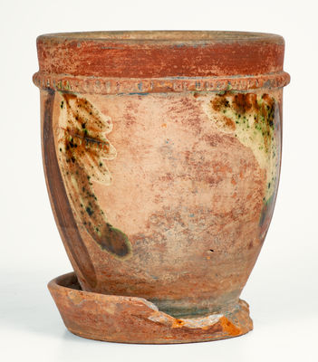 Copper-and-Manganese-Decorated SOLOMON BELL / STRASBURG / Va. Redware Flowerpot