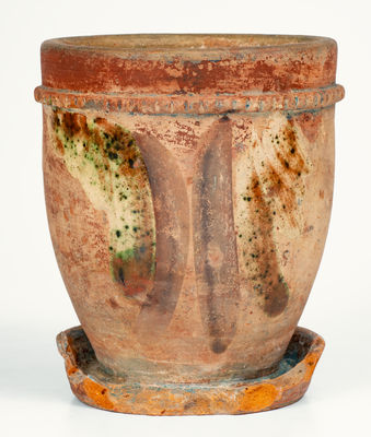 Copper-and-Manganese-Decorated SOLOMON BELL / STRASBURG / Va. Redware Flowerpot