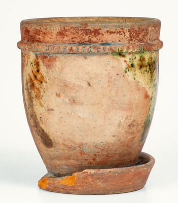 Copper-and-Manganese-Decorated SOLOMON BELL / STRASBURG / Va. Redware Flowerpot
