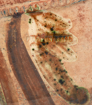 Copper-and-Manganese-Decorated SOLOMON BELL / STRASBURG / Va. Redware Flowerpot