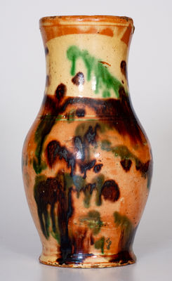 Scarce Multi-Glazed Redware Vase, attrib. J. Eberly & Co., Strasburg, VA