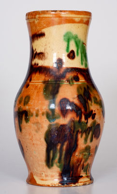 Scarce Multi-Glazed Redware Vase, attrib. J. Eberly & Co., Strasburg, VA