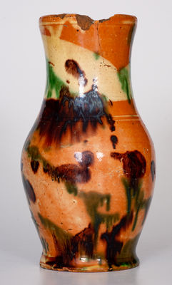 Scarce Multi-Glazed Redware Vase, attrib. J. Eberly & Co., Strasburg, VA