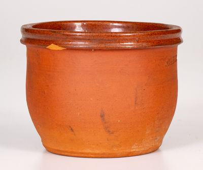 Rare Diminutive Redware Jar, Inscribed 