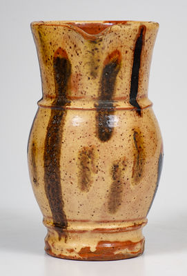 Exceptional Large-Sized Redware Pitcher w/ Mocha / Seaweed Decoration, attrib. Eberly, Strasburg